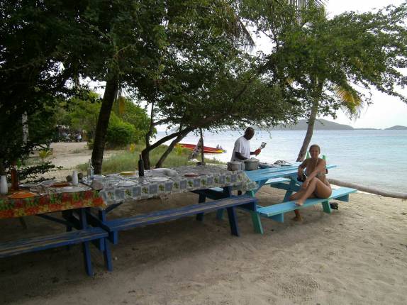 Local do nosso almço em Tobago Cays, no sul de São Vicente e Granadinas, no Caribe